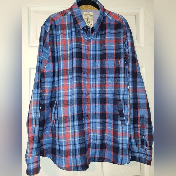 RSVLTS The Minnesotan Flannel Shirt Men's Size X Large Blue Red Front Pockets - Picture 3 of 10